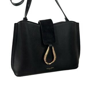 Perfect Size Black Cross-body Bag w/ Suede & Gold Detail